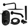 Mexen Kai DR70 Unterputz-Wannen- und Duschset mit 30 cm Regenduschkopf, schwarz - 77602DR70301-70