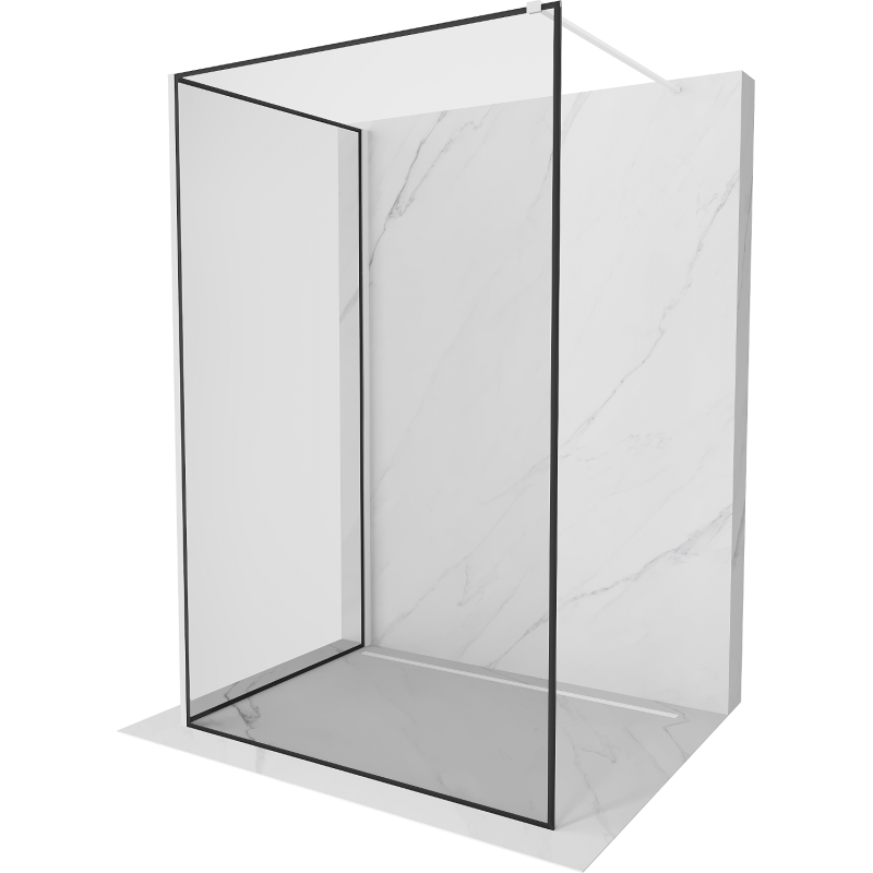 Mexen Kioto Duschwand Walk-in 120 x 100 cm, schwarzer Rahmen, weiß - 800-120-212-20-70-100