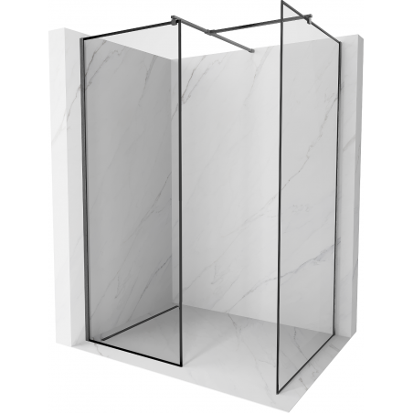 Mexen Kioto Duschwand Walk-in 150 x 110 cm, schwarzer Rahmen, gebürstetes Gun Gray - 800-150-202-66-70-110