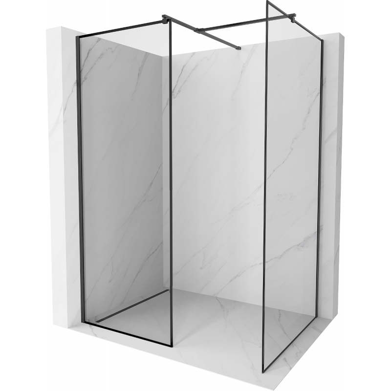 Mexen Kioto Duschwand Walk-in 90 x 70 cm, schwarzer Rahmen, schwarz - 800-090-202-70-70-070