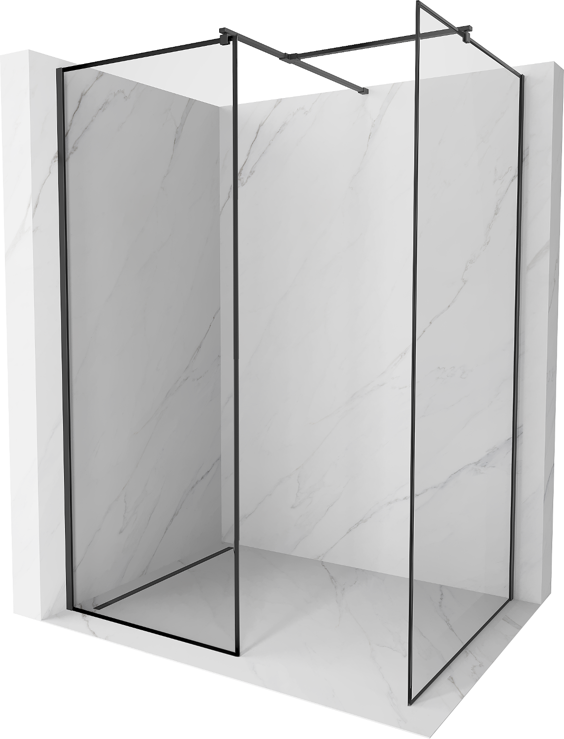 Mexen Kioto Walk-in-Dusche 140 x 80 cm, schwarzes Muster, schwarz - 800-140-202-70-70-080