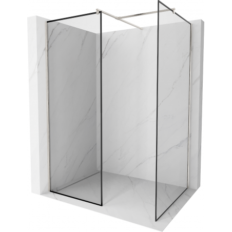 Mexen Kioto Duschwand Walk-in 150 x 70 cm, schwarzer Rahmen, gebürsteter Nickel - 800-150-202-97-70-070