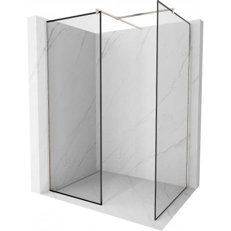 Mexen Kioto Duschwand Walk-in 80 x 80 cm, schwarzer Rahmen, gebürsteter Nickel - 800-080-202-97-70-080