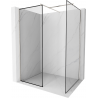 Mexen Kioto Duschwand Walk-in 130 x 100 cm, schwarzer Rahmen, gebürsteter Nickel - 800-130-202-97-70-100