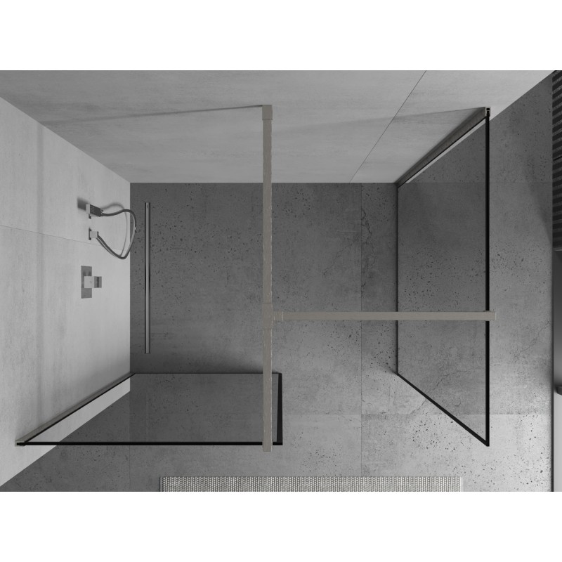 Mexen Kioto Duschwand Walk-in 150 x 100 cm, schwarzer Rahmen, gebürstetes Nickel - 800-150-202-97-70-100
