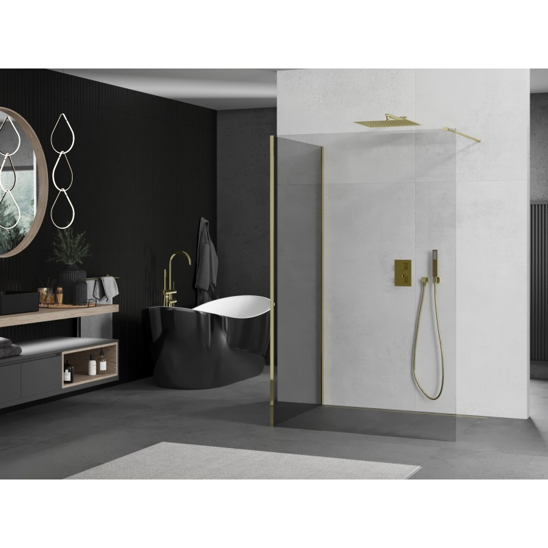 Mexen Kioto Duschwand Walk-in 100 x 70 cm, transparent, gold - 800-100-212-50-00-070