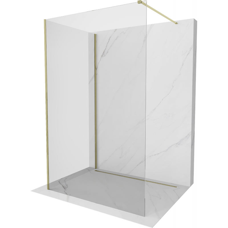 Mexen Kioto Duschwand Walk-in 100 x 70 cm, transparent, gold - 800-100-212-50-00-070