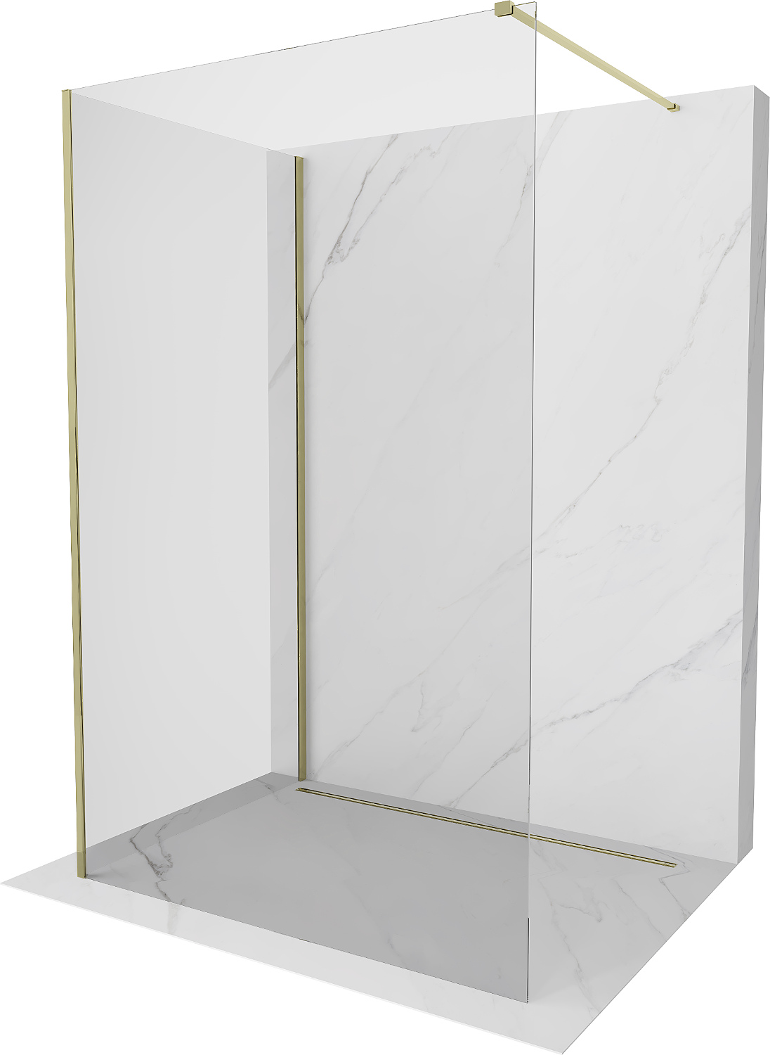 Mexen Kioto Walk-in Duschwand 125 x 70 cm, transparent, gold - 800-125-212-50-00-070