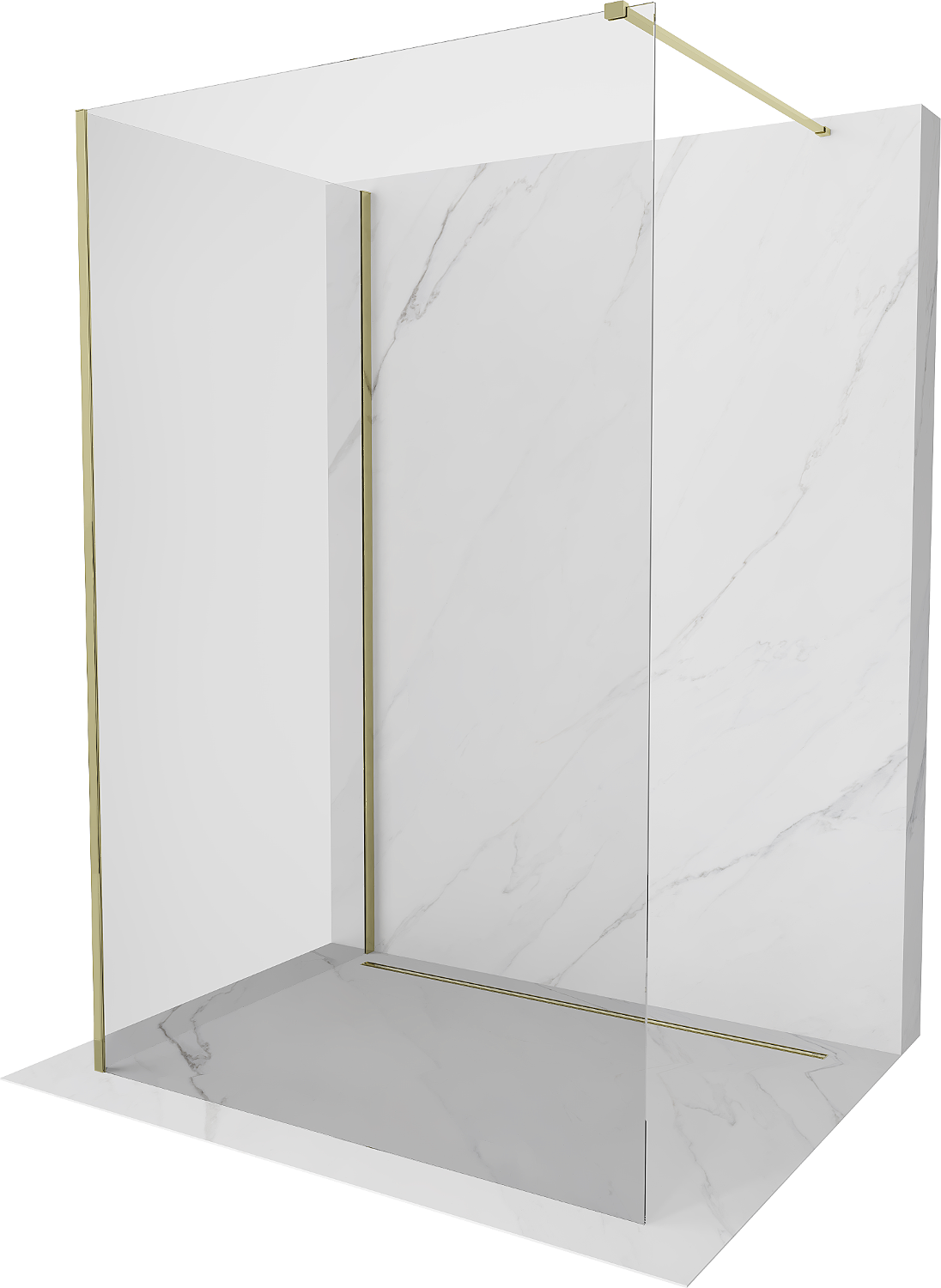 Mexen Kioto Walk-in Duschwand 110 x 75 cm, transparent, gold - 800-110-212-50-00-075