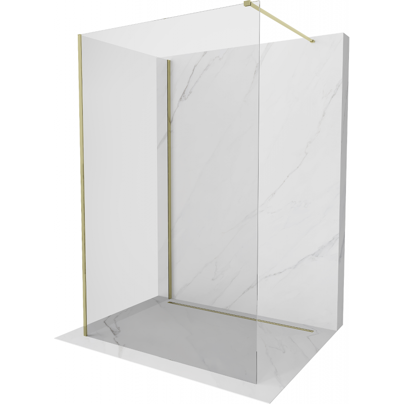Mexen Kioto Duschwand Walk-in 100 x 80 cm, transparent, gold - 800-100-212-50-00-080