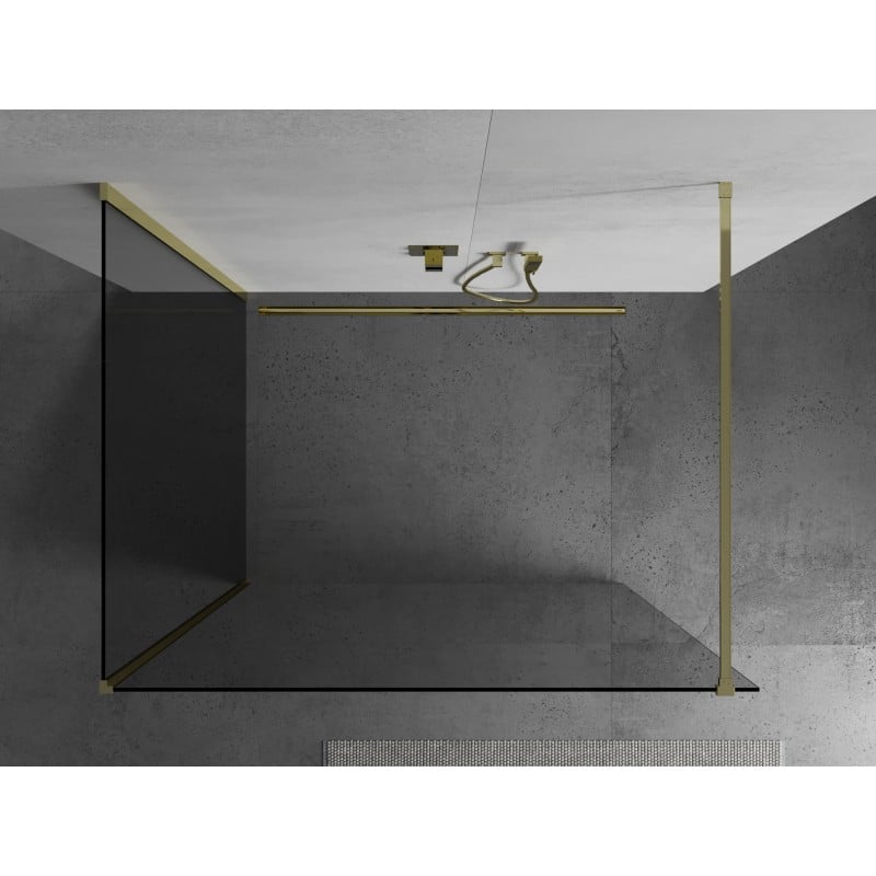 Mexen Kioto Duschwand Walk-in 90 x 80 cm, transparent, gold - 800-090-212-50-00-080