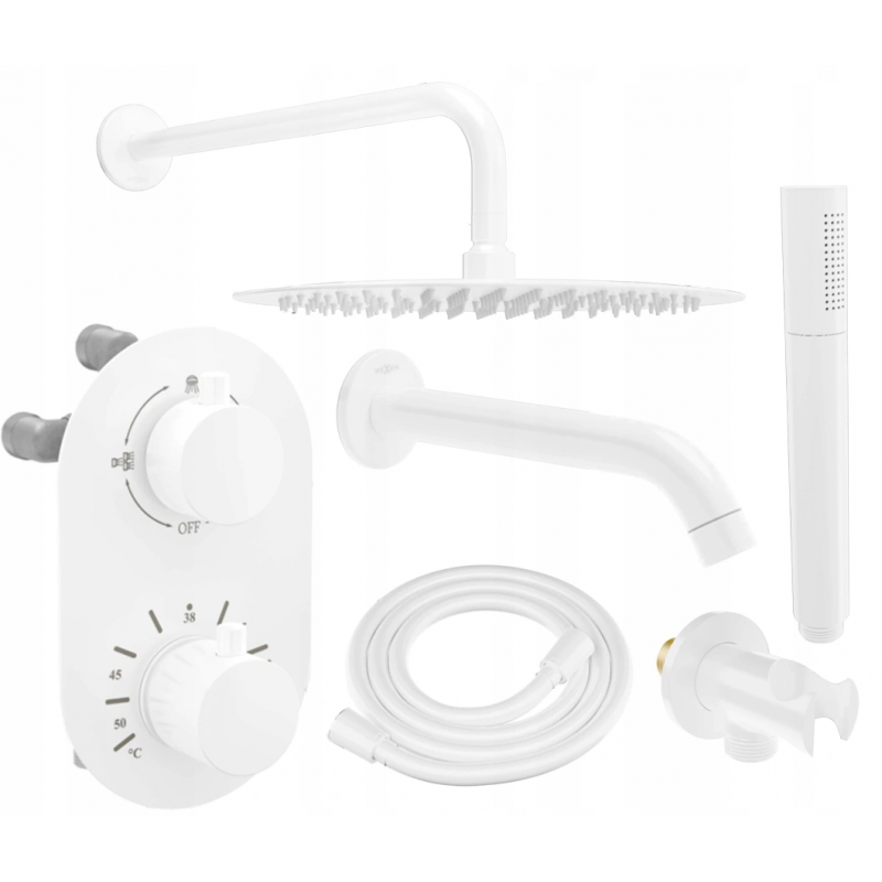 Mexen Kai DR70 Unterputz-Bad-Dusch-Set mit 25 cm Kopfbrause, weiß - 77602DR70251-20