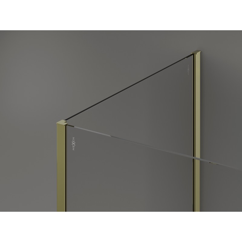 Mexen Kioto Duschwand Walk-in 100 x 95 cm, transparent, gold - 800-100-212-50-00-095