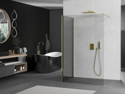 Mexen Kioto Duschwand Walk-in 140 x 100 cm, transparent, gold - 800-140-212-50-00-100