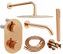 Mexen Kai DR70 Unterputz-Badewannen- und Duschset mit 25 cm Regenbrause, Roségold - 77602DR70251-60