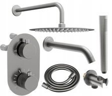 Mexen Kai DR70 Unterputz-Badewannen- und Duschset mit 25 cm Kopfbrause, Graphit - 77602DR70251-66