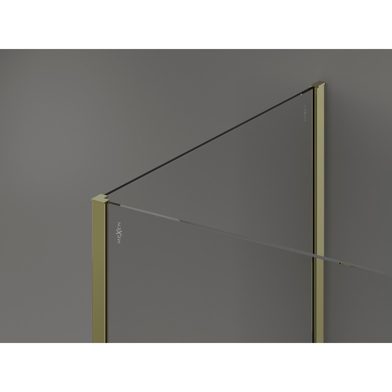 Mexen Kioto Duschwand Walk-in 130 x 70 cm, schwarzer Rahmen, Gold - 800-130-212-50-70-070