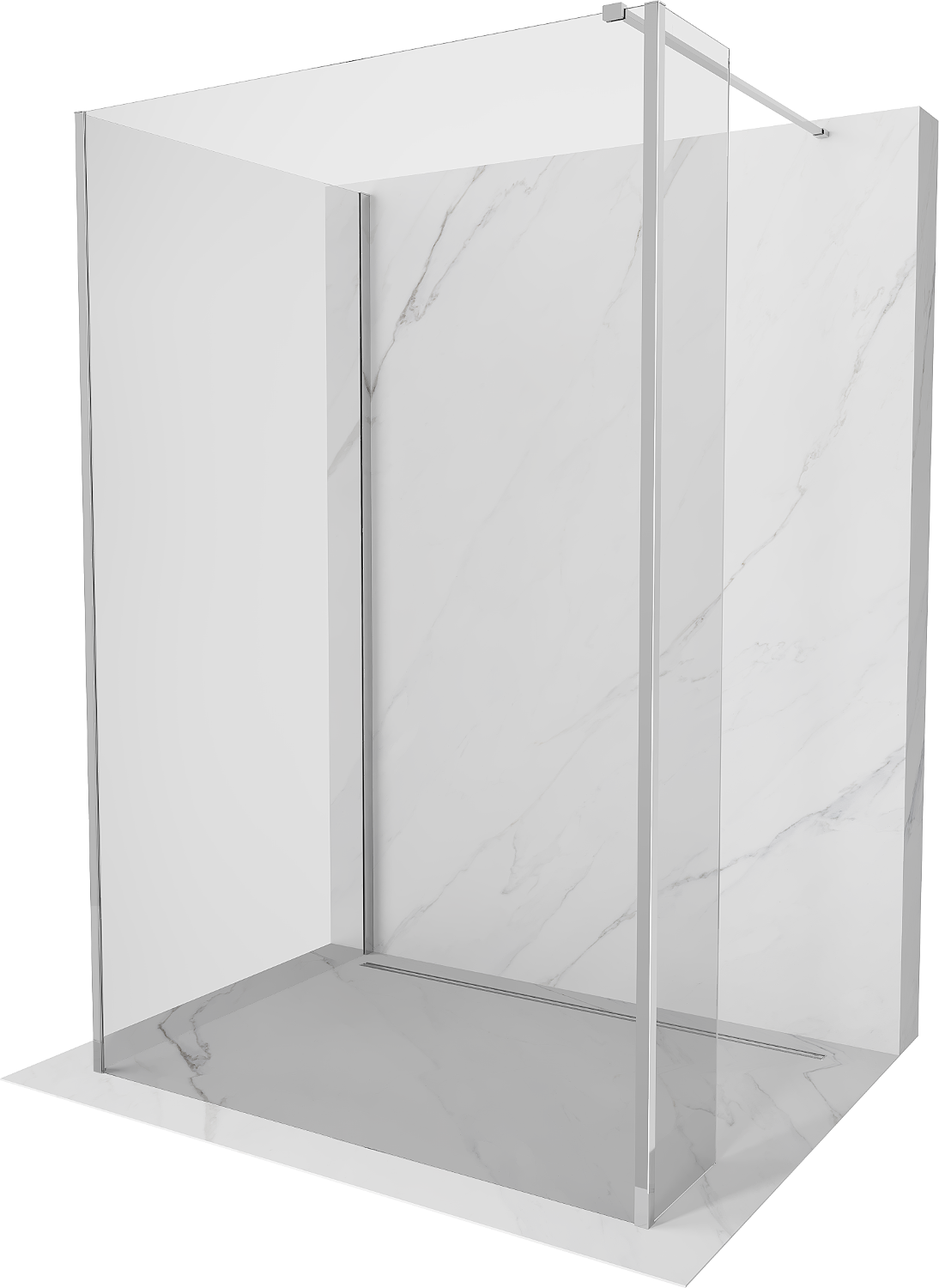 Mexen Kioto Walk-in-Duschwand 125 x 70 x 30 cm, transparent, chrom - 800-125-070-221-01-00-030