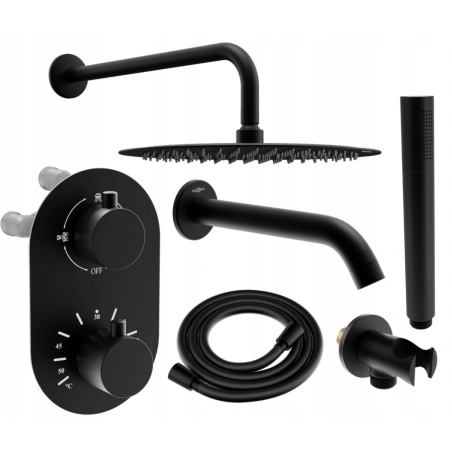 Mexen Kai DR70 Unterputz-Wannen-Duschset mit 25 cm Regenduschkopf, schwarz - 77602DR70251-70