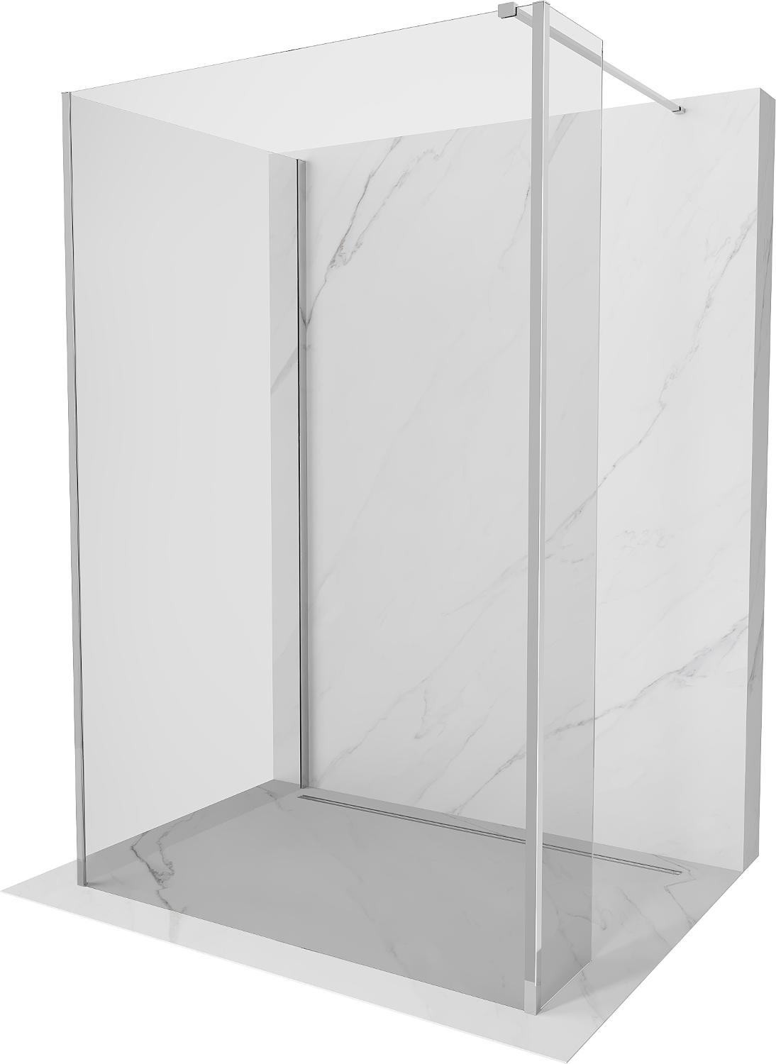 Mexen Kioto Duschwand Walk-in 140 x 70 x 30 cm, transparent, chrom - 800-140-070-221-01-00-030