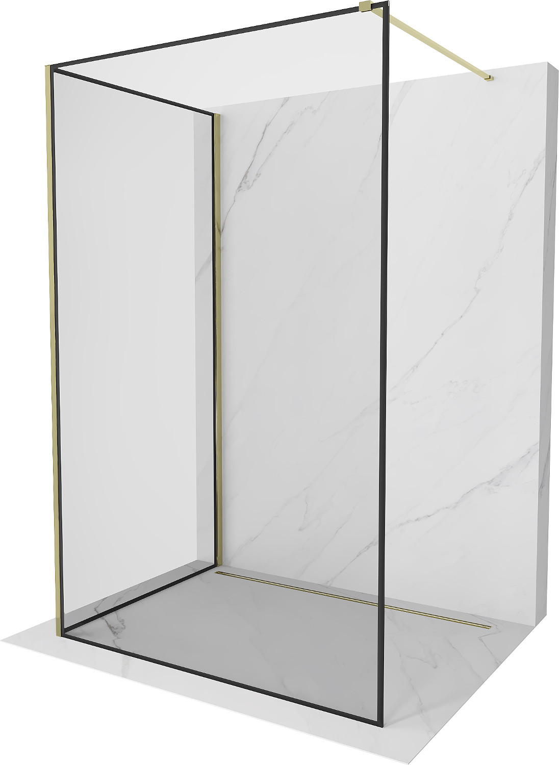 Mexen Kioto Walk-in Duschwand 100 x 80 cm, schwarzes Muster, gold - 800-100-212-50-70-080