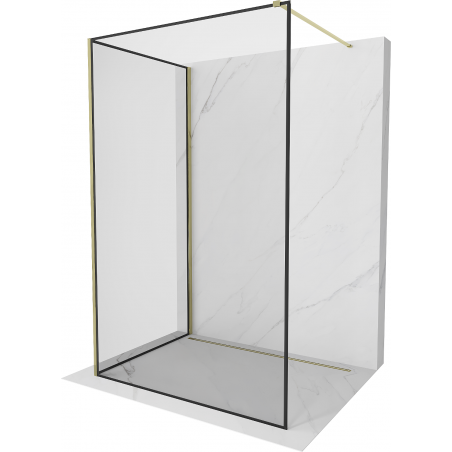 Mexen Kioto Duschwand Walk-in 90 x 80 cm, schwarzer Rahmen, gold - 800-090-212-50-70-080