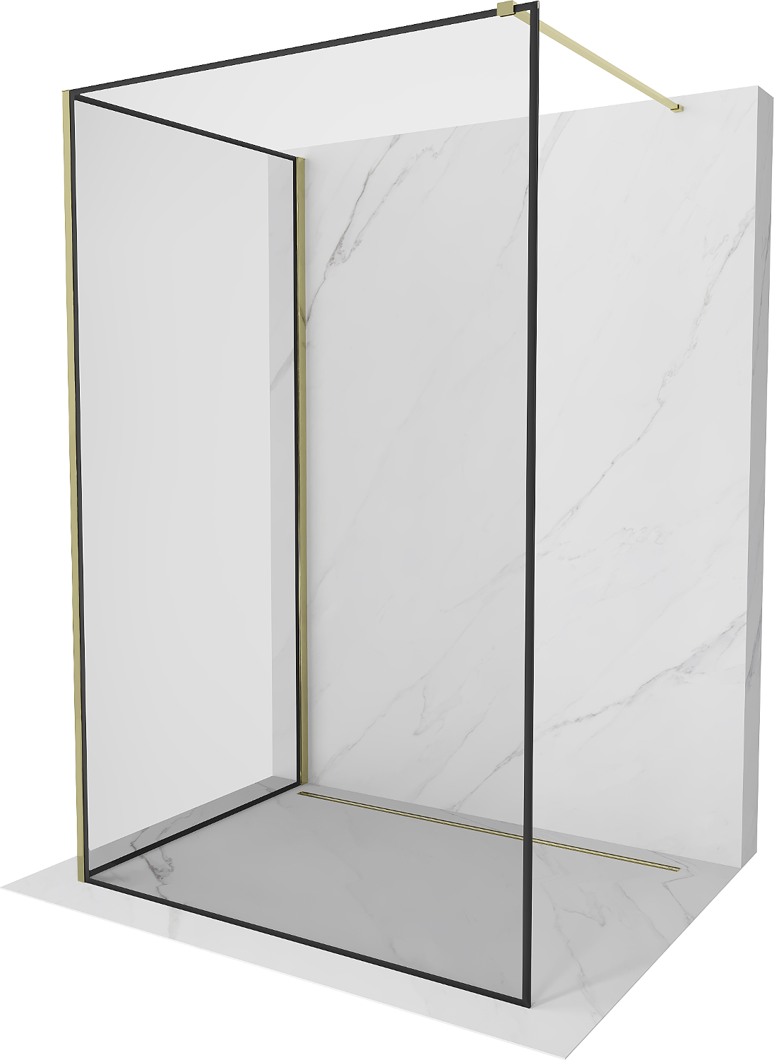 Mexen Kioto Walk-in Duschwand 120 x 80 cm, schwarzes Muster, gold - 800-120-212-50-70-080