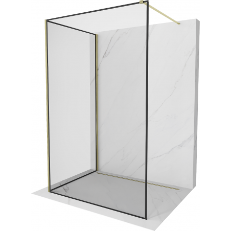 Mexen Kioto Duschwand Walk-in 110 x 100 cm, schwarzer Rahmen, gold - 800-110-212-50-70-100