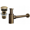 Mexen Halbsiphon für Waschbecken, rund, mit Klick-Klack-Stöpsel, mit Überlauf, antik Bronze - 7992050-30