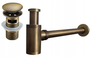 Mexen Halbsiphon für Waschbecken, rund, mit Klick-Klack-Stöpsel, mit Überlauf, antik Bronze - 7992050-30