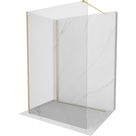 Mexen Kioto Duschwand Walk-in 100 x 70 cm, transparent, gebürstetes Gold - 800-100-212-55-00-070