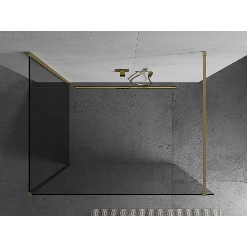 Mexen Kioto Duschwand Walk-in 100 x 70 cm, transparent, gebürstet gold - 800-100-212-55-00-070