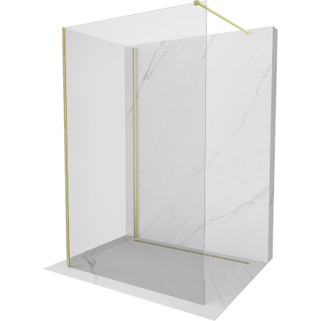 Mexen Kioto Walk-in Duschtür 140 x 70 cm, transparent, gebürstetes Gold - 800-140-212-55-00-070