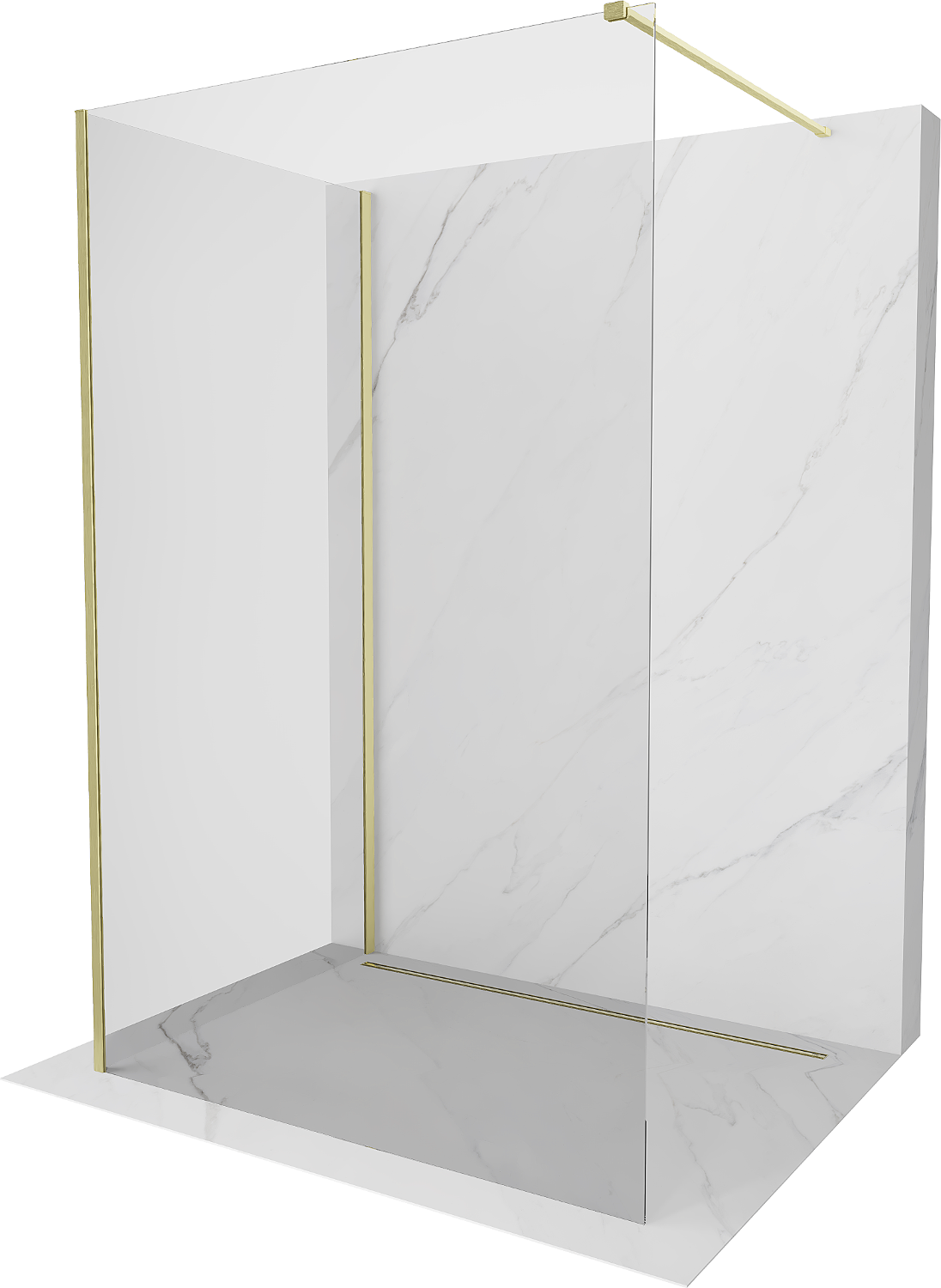 Mexen Kioto Walk-in Duschtür 140 x 70 cm, transparent, gebürstetes Gold - 800-140-212-55-00-070