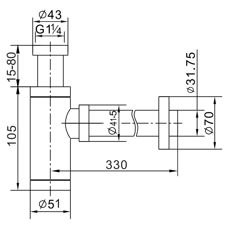 Mexen Runder Halbsyphon für Waschbecken mit keramischem Klick-Klack-Stöpsel, mit Überlauf, weiß - 7992050-25