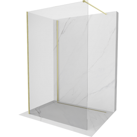 Mexen Kioto Duschwand Walk-in 130 x 100 cm, transparent, gebürstetes Gold - 800-130-212-55-00-100