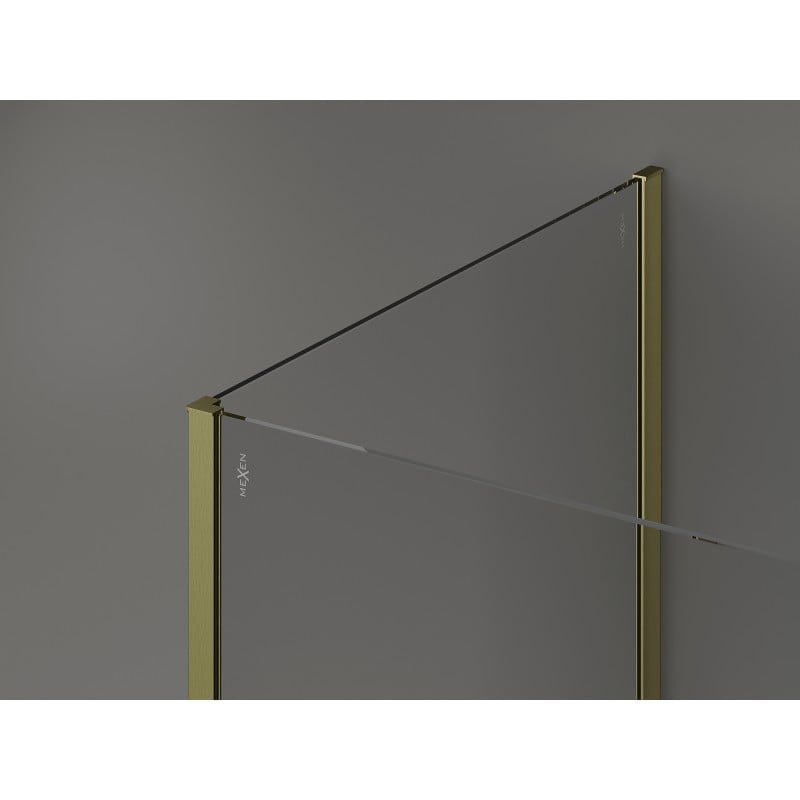 Mexen Kioto Duschwand Walk-in 100 x 100 cm, transparent, gebürstet gold - 800-100-212-55-00-100