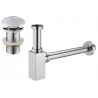 Mexen quadratischer Halbsyphon für Waschbecken mit keramischem Klick-Klack-Stöpsel, ohne Überlauf, Chrom/Weiß - 7991060-02