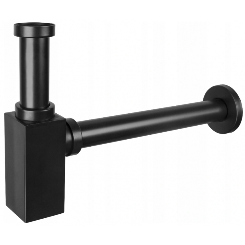Mexen Halb-Siphon Waschbecken quadratisch, schwarz - 79960-70