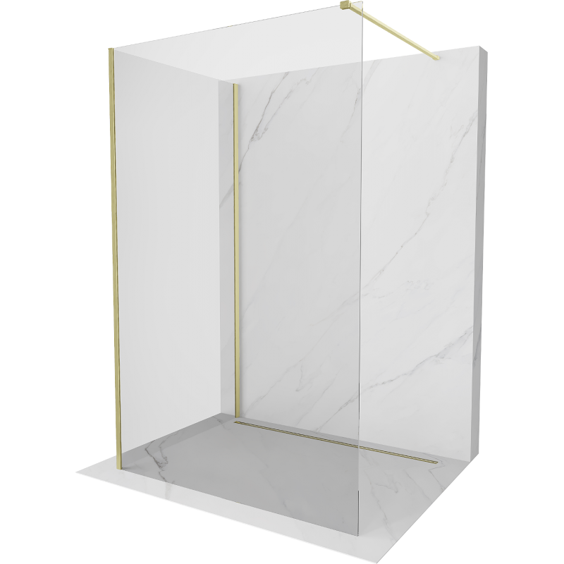 Mexen Kioto Duschwand Walk-in 105 x 100 cm, transparent, gebürstetes Gold - 800-105-212-55-00-100