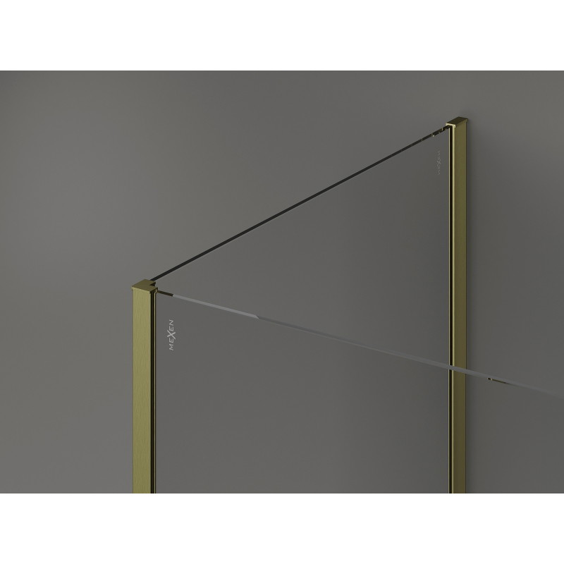 Mexen Kioto Duschwand Walk-in 115 x 90 cm, transparent, gold gebürstet - 800-115-212-55-00-090