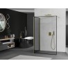 Mexen Kioto Duschwand Walk-in 110 x 80 cm, schwarzer Rahmen, gebürstetes Gold - 800-110-212-55-70-080