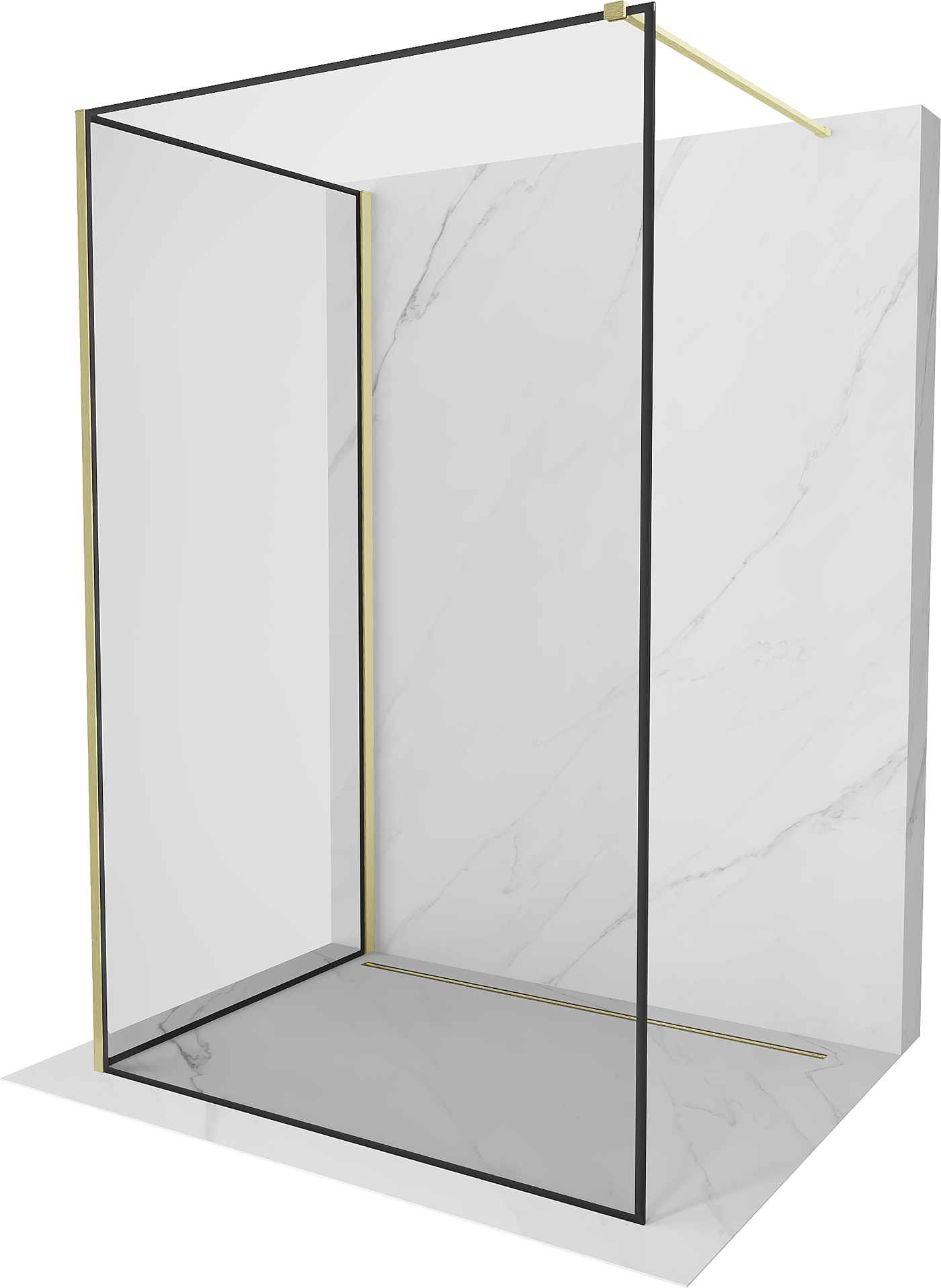 Mexen Kioto Walk-in Duschwand 120 x 80 cm, schwarzes Muster, gebürstetes Gold - 800-120-212-55-70-080