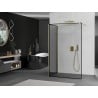 Mexen Kioto Duschwand Walk-in 130 x 90 cm, schwarzer Rahmen, gold gebürstet - 800-130-212-55-70-090
