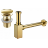 Mexen quadratischer Waschbecken-Halbsiphon mit Klick-Klack-Stöpsel, mit Überlauf, gold - 7992060-50