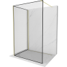 Mexen Kioto Duschwand Walk-in 140 x 100 cm, schwarzer Rahmen, gebürstetes Gold - 800-140-212-55-70-100