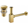 Mexen quadratischer Waschbecken-Halbsiphon mit Klick-Klack-Stöpsel, ohne Überlauf, gold - 7991060-50
