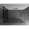 Mexen Kioto Duschwand Walk-in 120 x 110 cm, schwarzer Rahmen, gebürstetes Gold - 800-120-212-55-70-110