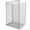 Mexen Kioto Duschwand Walk-in 120 x 120 cm, schwarzer Rahmen, gebürstetes Gold - 800-120-212-55-70-120