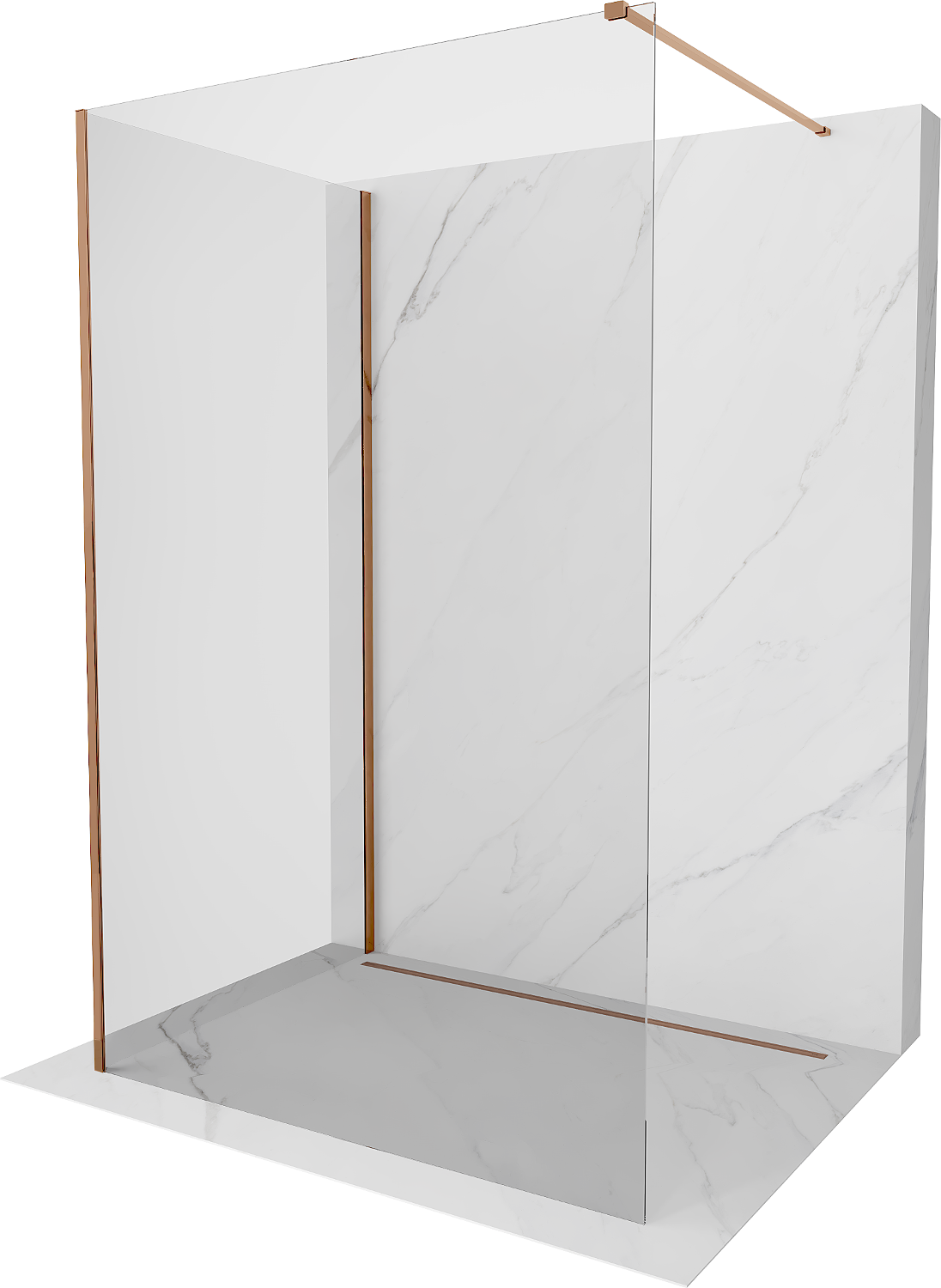 Mexen Kioto Walk-in Duschwand 100 x 70 cm, transparent, roségold - 800-100-212-60-00-070